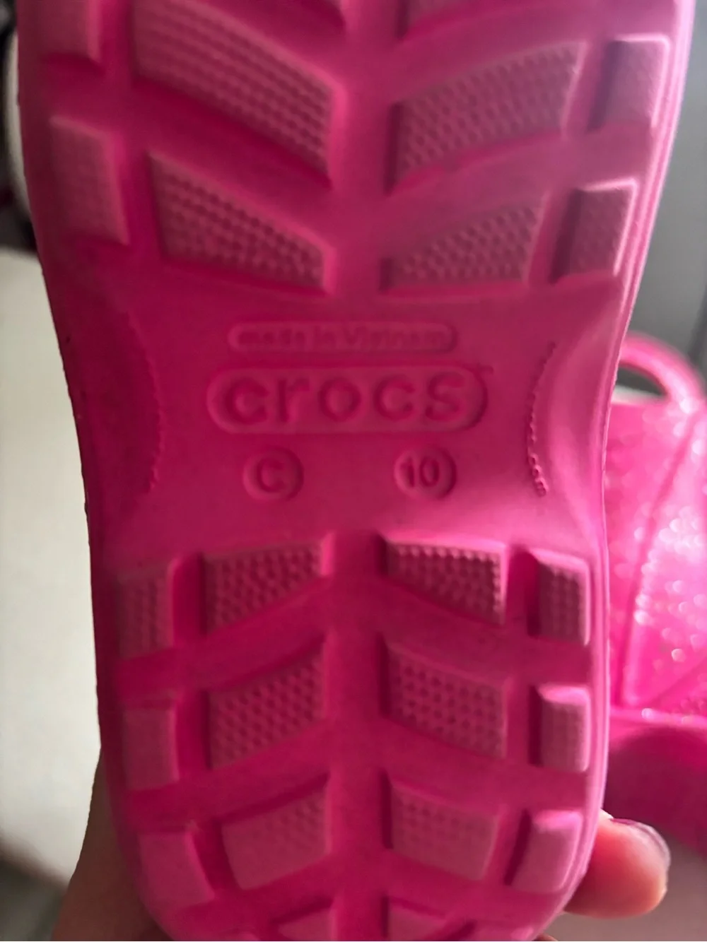 CROCS Glitter Pink Handle Rain Boots 10T
